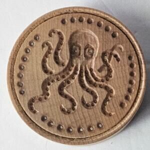Hand-turned wood cookie stamps. Octopus & Honeycomb designs. Set of 2.
